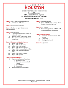 Order of Business 52 Administration Agenda UC North Senate Chamber, 7:30 PM