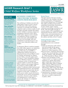 RETAINING COMPETENT CHILD WELFARE WORKERS: LESSONS FROM RESEARCH
