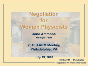 Negotiation for Women Physicists Jane Ammons