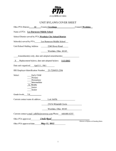 UNIT BYLAWS COVER SHEET