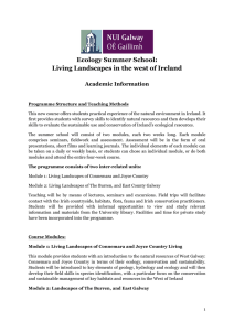 Ecology Summer School: Living Landscapes in the west of Ireland Academic Information