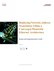 Deploying Network Address Translation within a Converged Plantwide Ethernet Architecture
