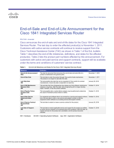 End-of-Sale and End-of-Life Announcement for the Cisco 1841 Integrated Services Router
