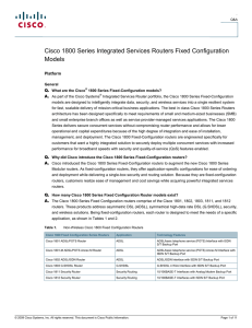 Cisco 1800 Series Integrated Services Routers Fixed Configuration Models Platform Q.