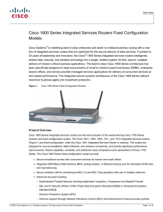 Cisco 1800 Series Integrated Services Routers Fixed Configuration Models