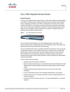 Cisco 1805 Integrated Services Router Product Overview
