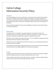 Calvin College Information Security Policy Purpose