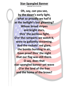 Star-Spangled Banner Oh, say, can you see, by the dawn's early light,