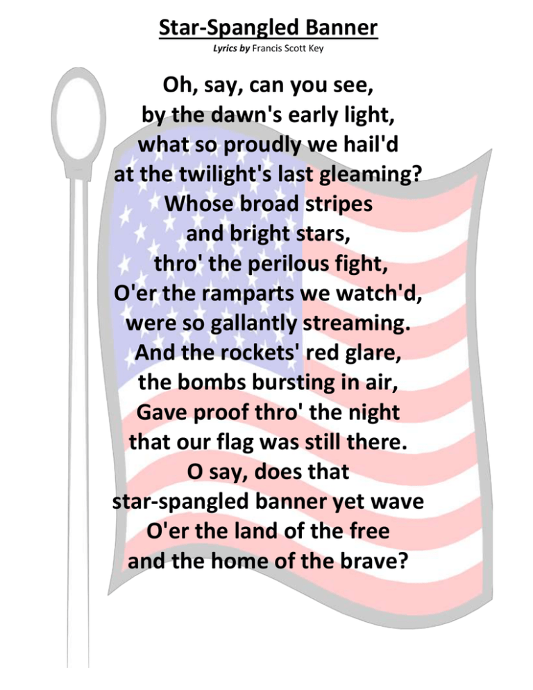 StarSpangled Banner Oh, say, can you see, by the dawn's early light,