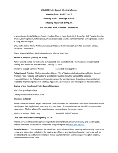 WKUCCC Policy Council Meeting Minutes Meeting Date:  April 27, 2015