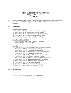 CEBS CURRICULUM COMMITTEE 3:00 pm – March 4, 2014 GRH 3073