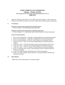 CEBS CURRICULUM COMMITTEE 3:00 pm – October 30, 2012 GRH 3073