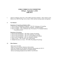 CEBS CURRICULUM COMMITTEE 3:00 pm – September 4, 2012 GRH 3073