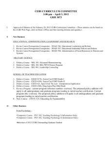 CEBS CURRICULUM COMMITTEE 3:00 pm – April 3, 2012 GRH 3073