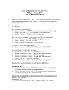CEBS CURRICULUM COMMITTEE 3:00 pm – May 3, 2011