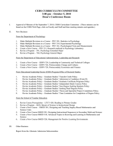 CEBS CURRICULUM COMMITTEE 3:00 pm – October 5, 2010 Dean’s Conference Room