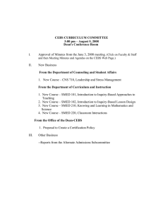 CEBS CURRICULUM COMMITTEE 3:00 pm – August 5, 2008 Dean's Conference Room