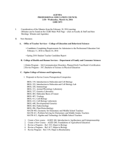 AGENDA PROFESSIONAL EDUCATION COUNCIL 3:30 - Wednesday, March 16, 2016 GRH 3073