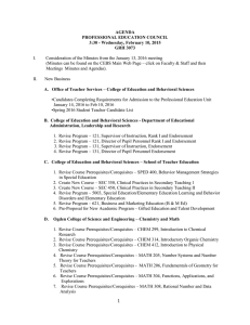 AGENDA PROFESSIONAL EDUCATION COUNCIL 3:30 - Wednesday, February 10, 2015 GRH 3073