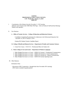 AGENDA PROFESSIONAL EDUCATION COUNCIL 3:30 - Wednesday, January 13, 2015