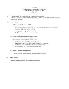 AGENDA PROFESSIONAL EDUCATION COUNCIL 3:30 - Wednesday, October 14, 2015