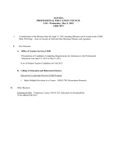 AGENDA PROFESSIONAL EDUCATION COUNCIL 3:30 - Wednesday, May 9, 2012