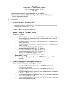 AGENDA PROFESSIONAL EDUCATION COUNCIL 3:30 - Wednesday, October 12, 2011 GRH 3073