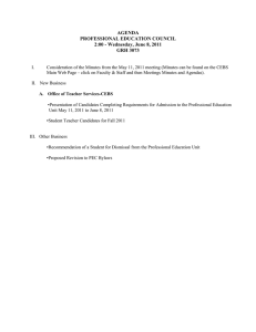AGENDA PROFESSIONAL EDUCATION COUNCIL 2:00 - Wednesday, June 8, 2011