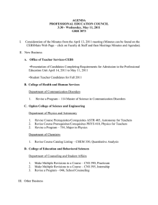 AGENDA PROFESSIONAL EDUCATION COUNCIL 3:30 - Wednesday, May 11, 2011