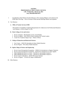 AGENDA PROFESSIONAL EDUCATION COUNCIL 3:30 - Wednesday, March 16, 2011