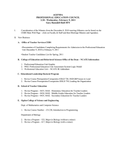 AGENDA PROFESSIONAL EDUCATION COUNCIL 3:30 - Wednesday, February 9, 2011