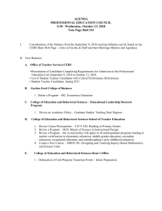 AGENDA PROFESSIONAL EDUCATION COUNCIL 3:30 - Wednesday, October 13, 2010