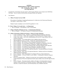 AGENDA PROFESSIONAL EDUCATION COUNCIL 3:30 - Wednesday, May 12, 2010