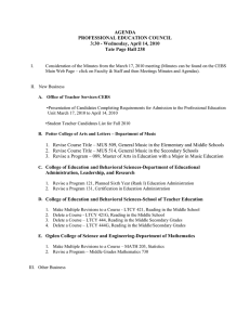 AGENDA PROFESSIONAL EDUCATION COUNCIL 3:30 - Wednesday, April 14, 2010