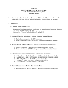 AGENDA PROFESSIONAL EDUCATION COUNCIL 3:30 - Wednesday, February 10, 2010