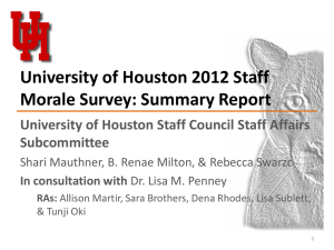 University of Houston 2012 Staff Morale Survey: Summary Report