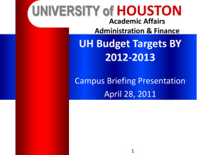 HOUSTON UNIVERSITY of UH Budget Targets BY 2012-2013