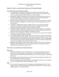 College/Division Administrator Meeting Minutes June 10, 2010  Out-of-State Waivers for Graduate Assistants