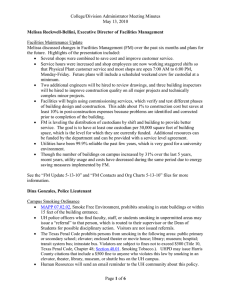 College/Division Administrator Meeting Minutes May 13, 2010  Facilities Maintenance Update