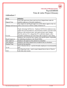 Payroll/HRMS  Time &amp; Labor Project-Glossary Addendum I