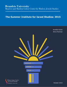 Brandeis University The Summer Institute for Israel Studies: 2015