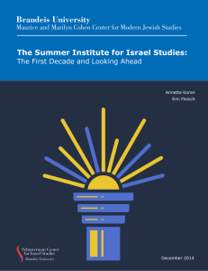 Brandeis University The Summer Institute for Israel Studies: