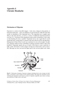 Chronic Headache Appendix E Mechanism of Migraine