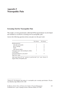 Neuropathic Pain Appendix F Screening Tool for Neuropathic Pain