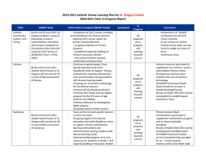 2010-2013 Catholic School Learning Plan for 2010-2011 (Year 1) Progress Report