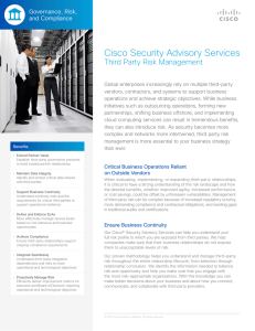 Cisco Security Advisory Services Third Party Risk Management Governance, Risk, and Compliance