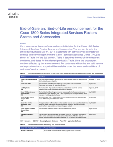 End-of-Sale and End-of-Life Announcement for the Spares and Accessories