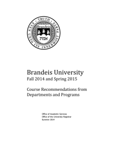 Brandeis University Fall 2014 and Spring 2015 Course Recommendations from