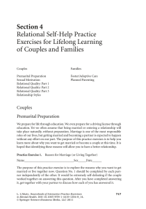 Section 4 Relational Self-Help Practice Exercises for Lifelong Learning of Couples and Families