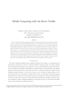 Mobile Computing with the Rover Toolkit